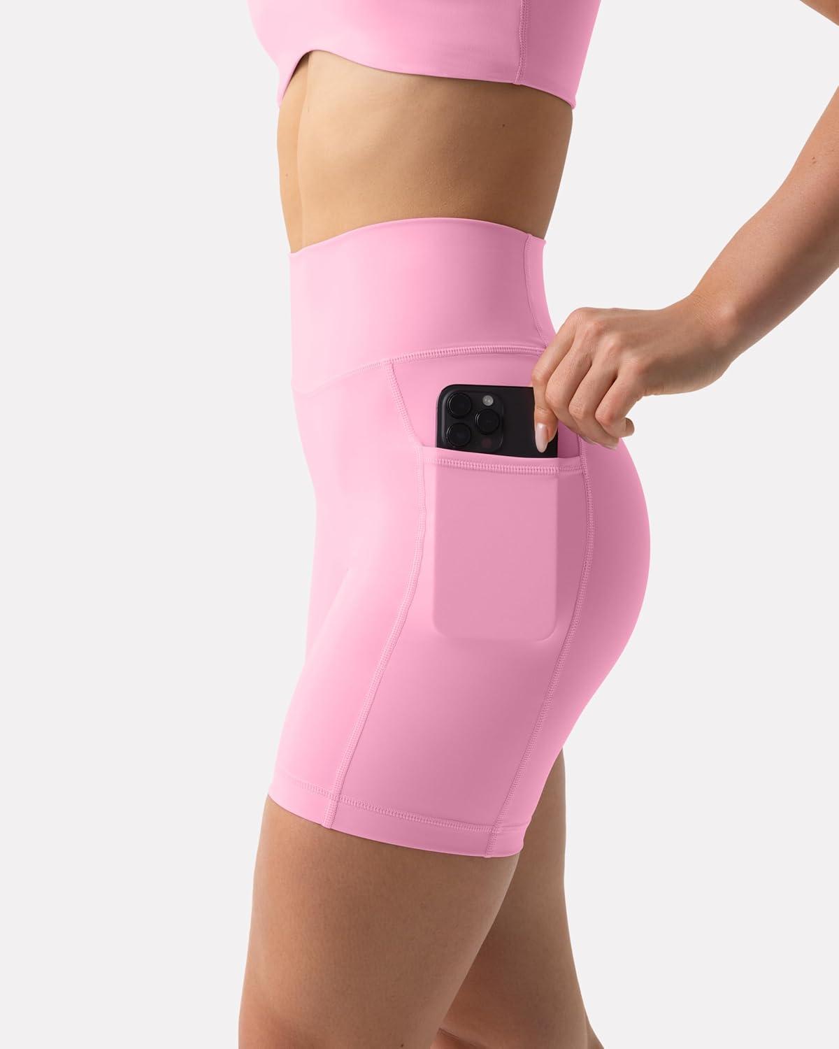 imagePAVOI ACTIVE Shorts with Pockets  Compressive High Waisted Butt Sculpting 4quot ampamp 6quot Womens Biker Shorts  HiPerform XXS to 3XPetal