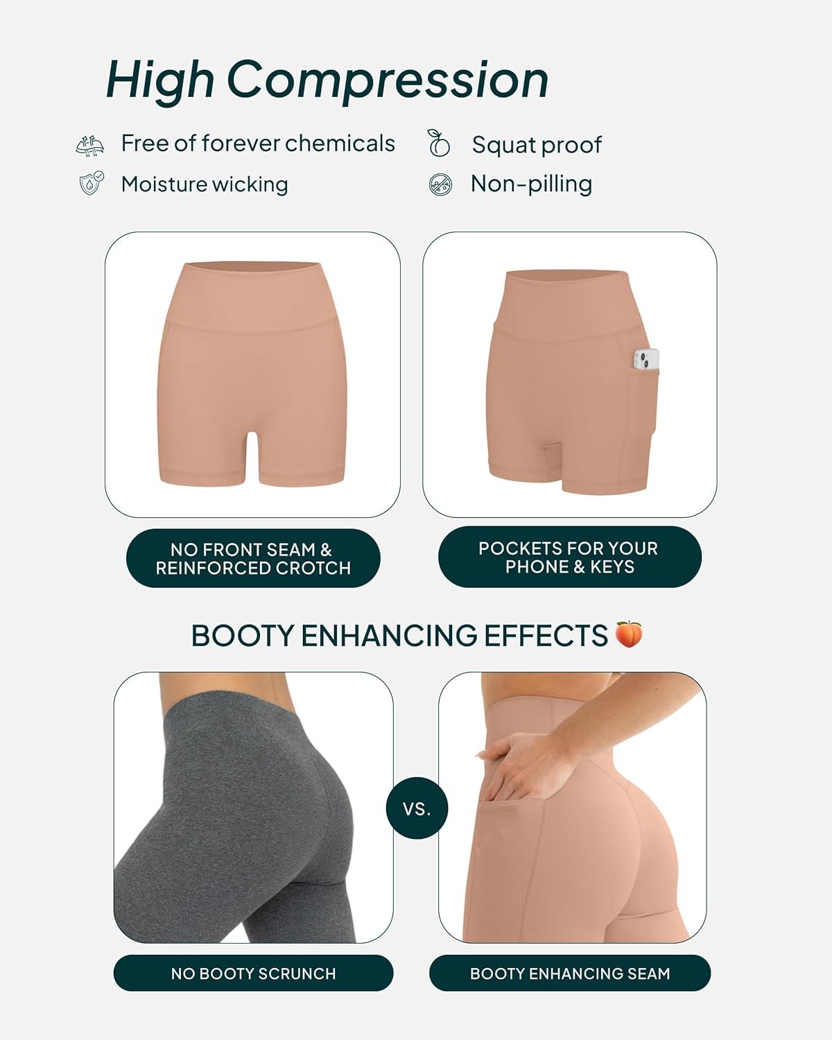 imagePAVOI ACTIVE Shorts with Pockets  Compressive High Waisted Butt Sculpting 4quot ampamp 6quot Womens Biker Shorts  HiPerform XXS to 3XSienna