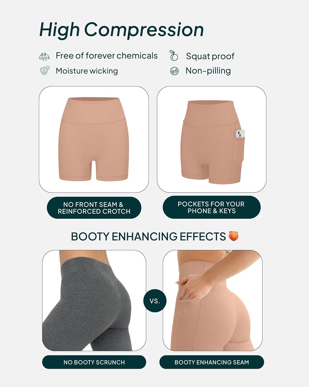 imagePAVOI ACTIVE Shorts with Pockets  Compressive High Waisted Butt Sculpting 4quot ampamp 6quot Womens Biker Shorts  HiPerform XXS to 3XSienna