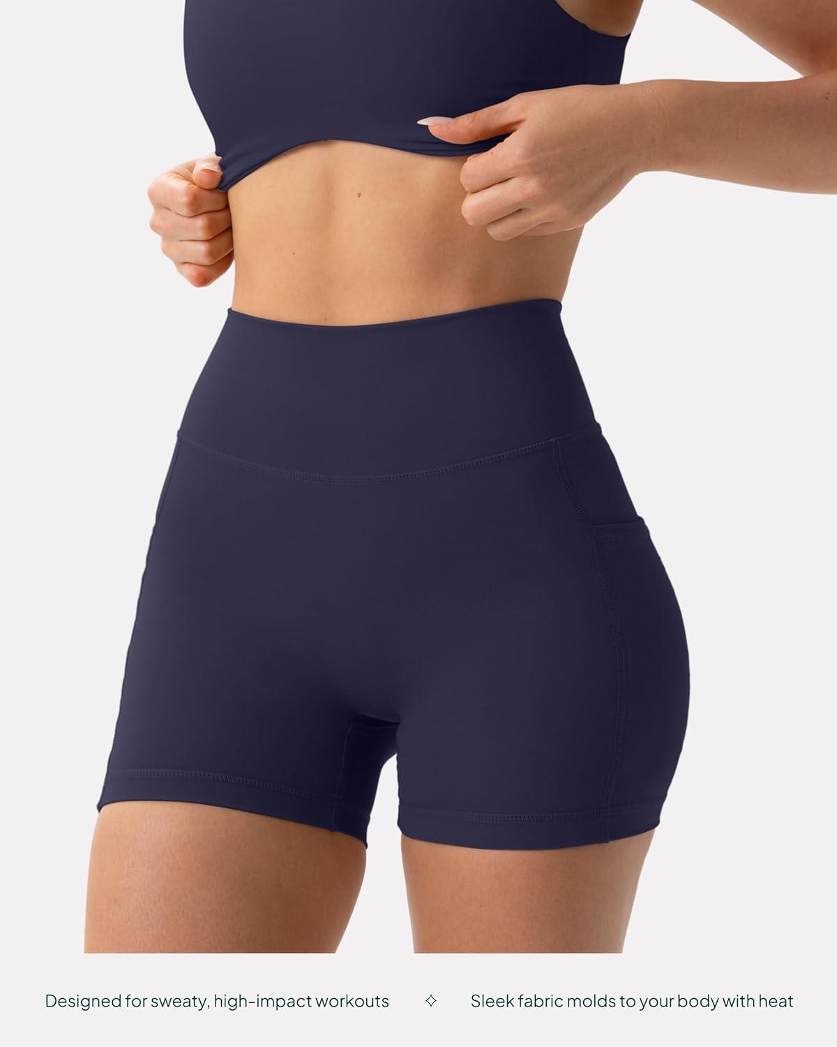 imagePAVOI ACTIVE Shorts with Pockets  Compressive High Waisted Butt Sculpting 4quot ampamp 6quot Womens Biker Shorts  HiPerform XXS to 3XTwilight