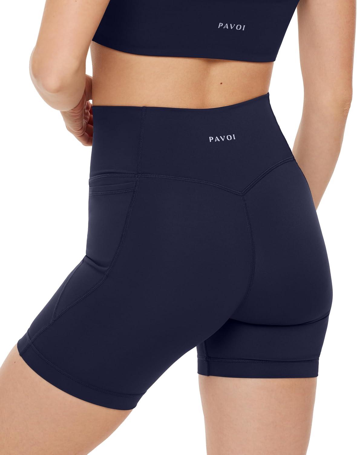 imagePAVOI ACTIVE Shorts with Pockets  Compressive High Waisted Butt Sculpting 4quot ampamp 6quot Womens Biker Shorts  HiPerform XXS to 3XTwilight