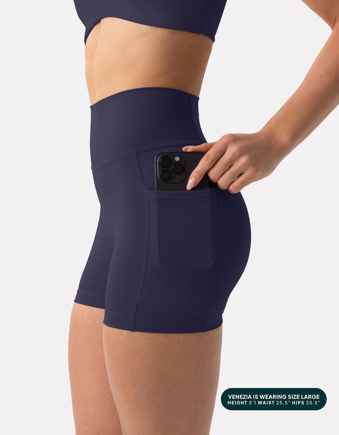 imagePAVOI ACTIVE Shorts with Pockets  Compressive High Waisted Butt Sculpting 4quot ampamp 6quot Womens Biker Shorts  HiPerform XXS to 3XTwilight