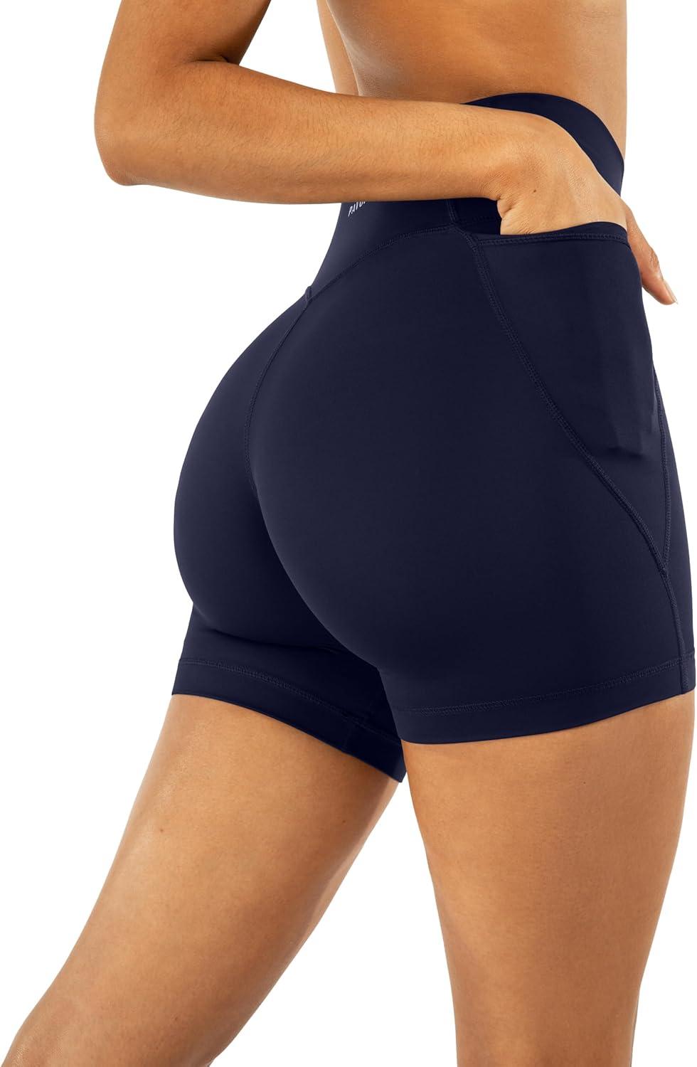 imagePAVOI ACTIVE Shorts with Pockets  Compressive High Waisted Butt Sculpting 4quot ampamp 6quot Womens Biker Shorts  HiPerform XXS to 3XTwilight