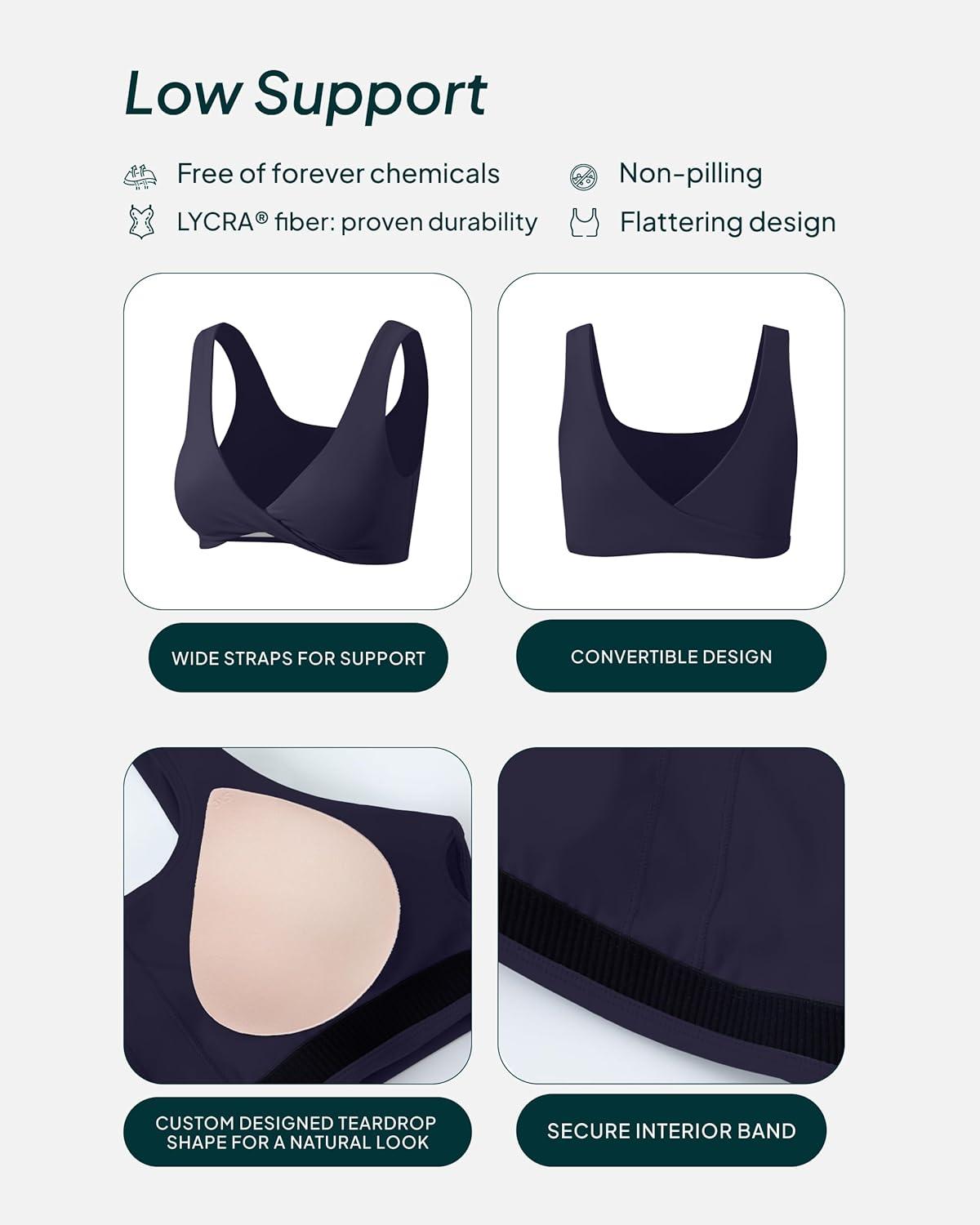 imagePAVOI ACTIVE Two Ways Twist Sports Bra for Women  Customizable Coverage Convertible Twist Front ampamp Back Workout Bra FlexFlowTwilight