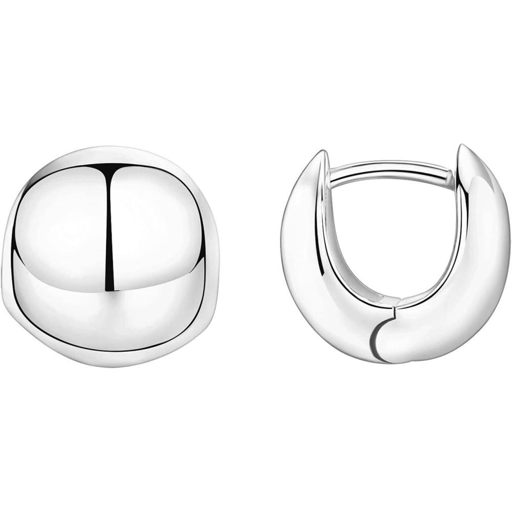 imagePAVOI 14K Gold Plated Chunky Huggies Earrings for Women  925 Sterling Silver Posts Small Gold Huggie Hoop Earrings  Ultra Thick Hoops Trendy JewelryWhite Gold