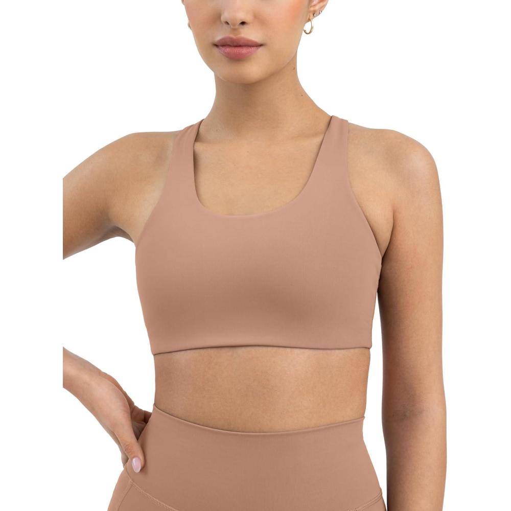 imagePAVOI ACTIVE Racerback Supportive Sports Bras for Women  High Support Scoop Neck Gym Workout Bra Removable Pads  HiPerformSienna