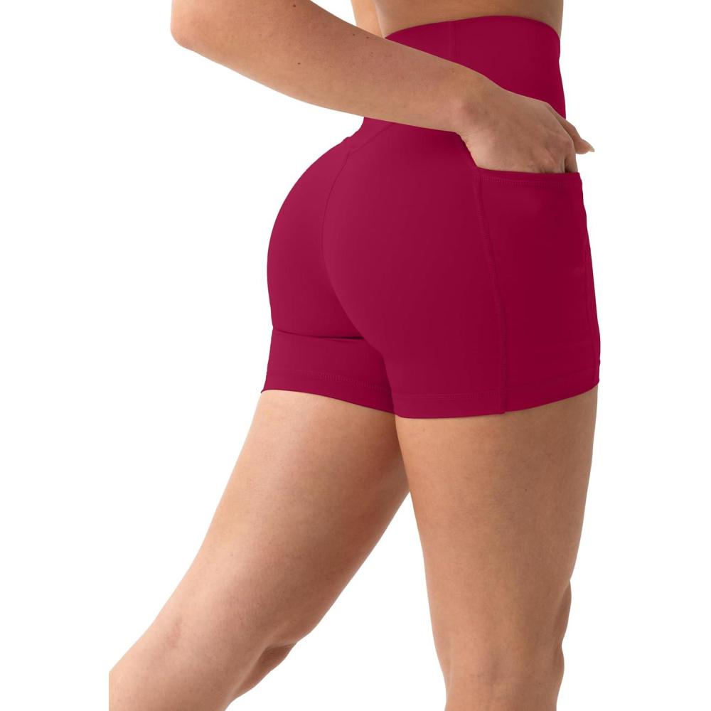 imagePAVOI ACTIVE Shorts with Pockets  Compressive High Waisted Butt Sculpting 4quot ampamp 6quot Womens Biker Shorts  HiPerform XXS to 3XBerry
