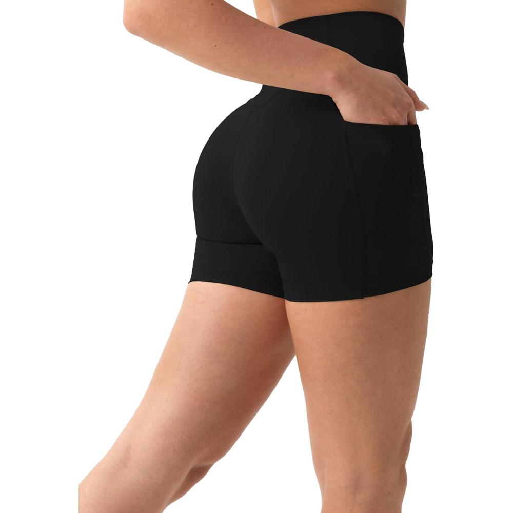 imagePAVOI ACTIVE Shorts with Pockets  Compressive High Waisted Butt Sculpting 4quot ampamp 6quot Womens Biker Shorts  HiPerform XXS to 3XBlack