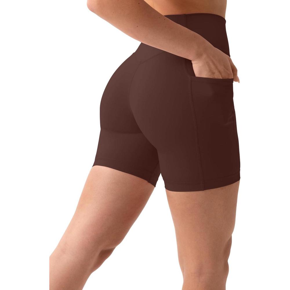 imagePAVOI ACTIVE Shorts with Pockets  Compressive High Waisted Butt Sculpting 4quot ampamp 6quot Womens Biker Shorts  HiPerform XXS to 3XCocoa