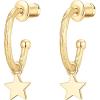 imagePAVOI 14K Gold Plated 925 Sterling Silver Post Huggie With Dangle  Small Hoop Earrings For Women  Trendy Dangle Hoop EarringsYellow Gold