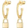imagePAVOI 14K Gold Plated 925 Sterling Silver Post Huggie With Dangle  Small Hoop Earrings For Women  Trendy Dangle Hoop EarringsYellow Gold