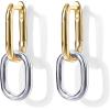 imagePAVOI 14K Gold Plated Convertible Paperclip Earrings for Women  Trendy Paper Clip Link Huggie Hoop Earrings  Chain Link Drop Dangle Hoops with Cubic Zirconia  TwoToned Statement JewelryTwoToned