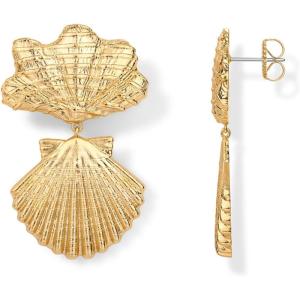imagePAVOI 14K Gold Plated Dangle Sea Shell Earrings for Women  Statement Seashell Drop Dangle Earrings  Trendy Coastal Summer Beach JewelryYellow Gold
