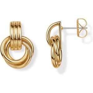 imagePAVOI 14K Gold Plated Door Knocker Statement Earrings for Women  Chunky Gold Earrings for Women  Trendy Mixed Metals Bold Knot Drop Dangle JewelryYellow Gold