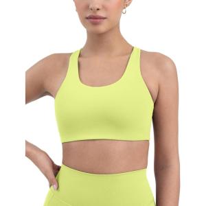 imagePAVOI ACTIVE Racerback Supportive Sports Bras for Women  High Support Scoop Neck Gym Workout Bra Removable Pads  HiPerformCitron