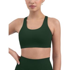 imagePAVOI ACTIVE Racerback Supportive Sports Bras for Women  High Support Scoop Neck Gym Workout Bra Removable Pads  HiPerformPine Green