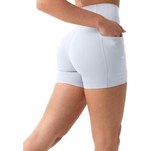 imagePAVOI ACTIVE Shorts with Pockets  Compressive High Waisted Butt Sculpting 4quot ampamp 6quot Womens Biker Shorts  HiPerform XXS to 3XSilver