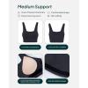 imagePAVOI ACTIVE Compression Sports Bras for Women  Medium Support Square Neck Longline Workout Bra Removable Pads  HiPerformGraphite