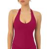 imagePAVOI ACTIVE Workout Halter Tops for Women Built in Bra  Low Support V Neck Backless Sports Tank Top Shelf Bra  HiPerformBerry