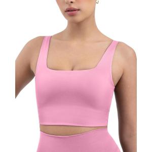 imagePAVOI ACTIVE Compression Sports Bras for Women  Medium Support Square Neck Longline Workout Bra Removable Pads  HiPerformPetal