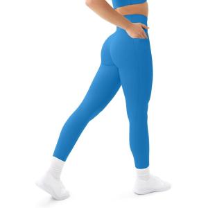 imagePAVOI ACTIVE Leggings with Pockets  Compressive High Waisted Butt Sculpting Womens Full Length Workout Pants  HiPerformRoyal Blue