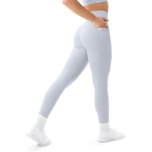 imagePAVOI ACTIVE Leggings with Pockets  Compressive High Waisted Butt Sculpting Womens Full Length Workout Pants  HiPerformSilver