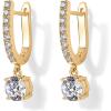 imagePAVOI 14K Gold Plated Dangle Hoop Earrings for Women  Bridal Small Dangle Gold Earrings with 925 Sterling Silver Posts  Cubic Zirconia Huggie Drop Trendy Fashion JewelryYellow Gold