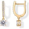 imagePAVOI 14K Gold Plated Dangle Hoop Earrings for Women  Bridal Small Dangle Gold Earrings with 925 Sterling Silver Posts  Cubic Zirconia Huggie Drop Trendy Fashion JewelryYellow Gold