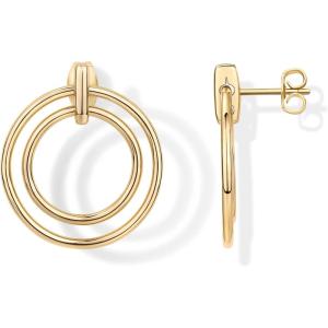 imagePAVOI 18K Gold Plated Statement Door Knockers Stud Earrings for Women  Interlock Ring Dangle EarringsYellow Gold