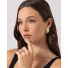 imagePAVOI 14K Gold Plated Chunky Sea Shell Earrings for Women  Statement Coastal Seashell Stud Earrings  Trendy Beach Geometric Ridge Studs Summer JewelryWhite Gold