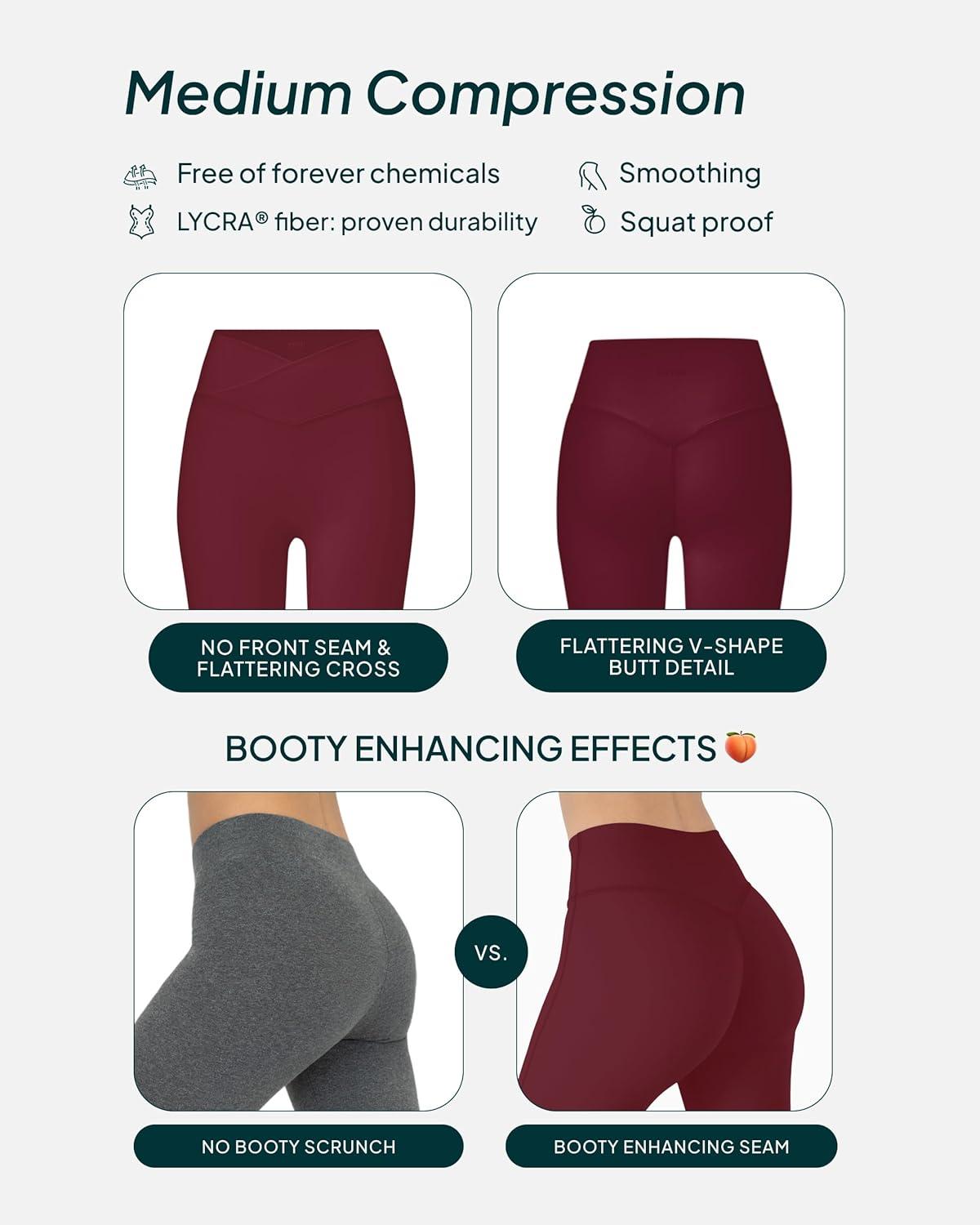 imagePAVOI ACTIVE Pilates Crossover Leggings for Women  Buttery Soft High Waisted V Cut Cross Waist Workout Yoga Pants  FlexFlowBordeaux