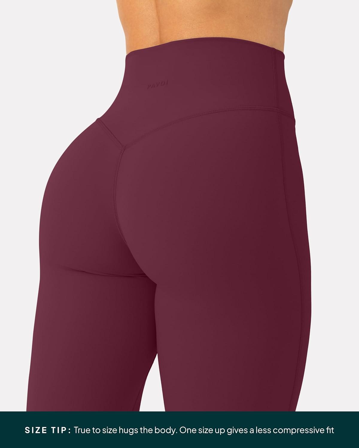 imagePAVOI ACTIVE Pilates Crossover Leggings for Women  Buttery Soft High Waisted V Cut Cross Waist Workout Yoga Pants  FlexFlowBordeaux