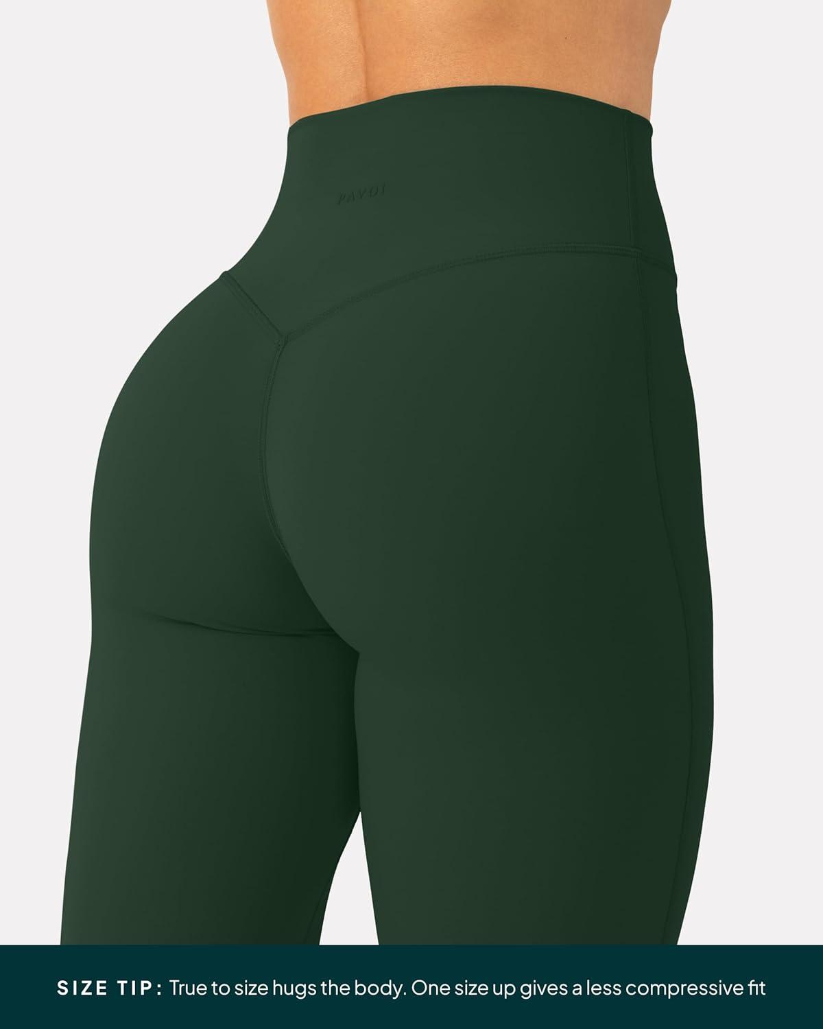 imagePAVOI ACTIVE Pilates Crossover Leggings for Women  Buttery Soft High Waisted V Cut Cross Waist Workout Yoga Pants  FlexFlowPine Green
