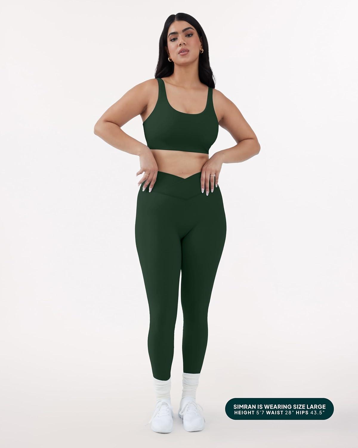 imagePAVOI ACTIVE Pilates Crossover Leggings for Women  Buttery Soft High Waisted V Cut Cross Waist Workout Yoga Pants  FlexFlowPine Green