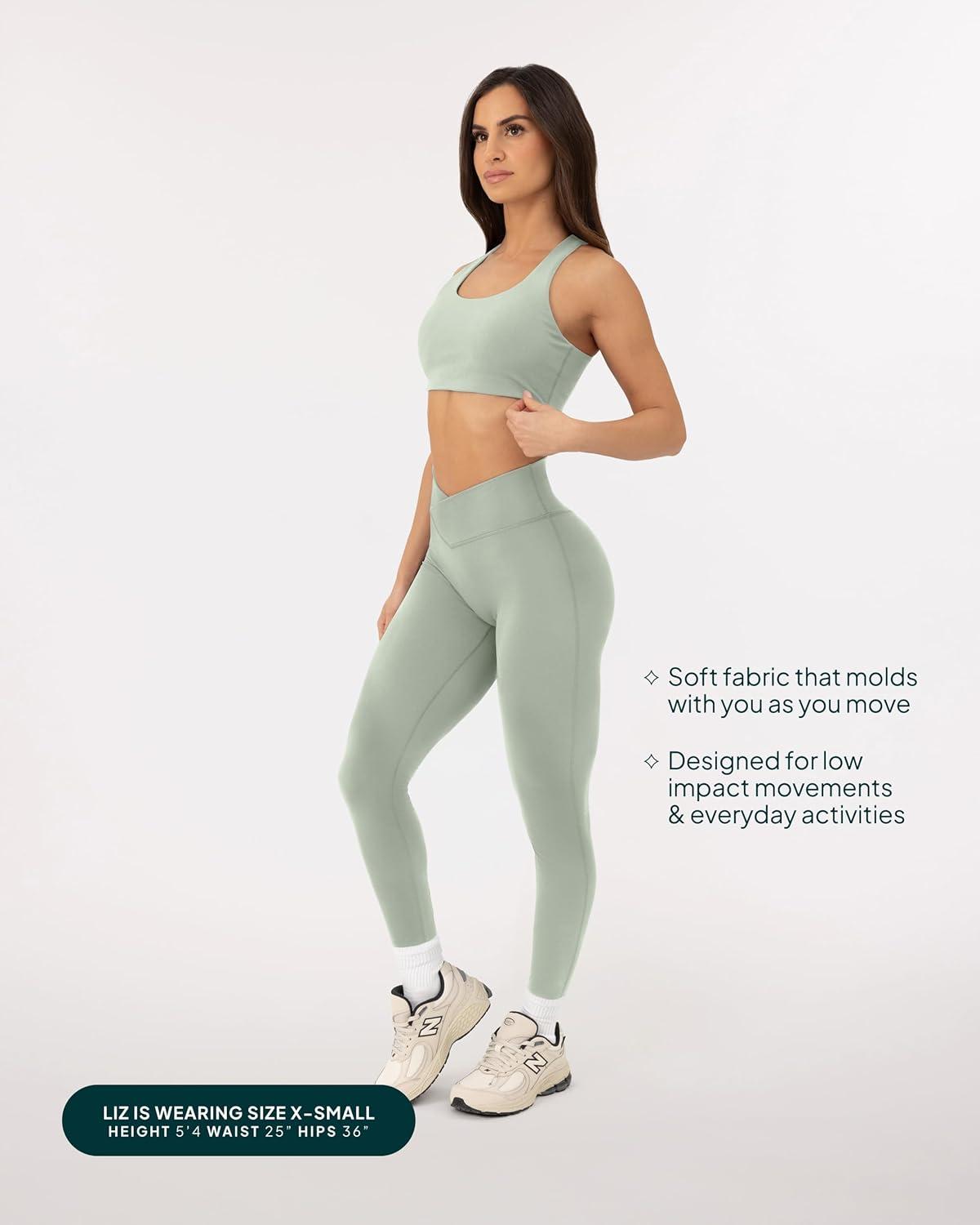 imagePAVOI ACTIVE Pilates Crossover Leggings for Women  Buttery Soft High Waisted V Cut Cross Waist Workout Yoga Pants  FlexFlowSage