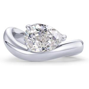 imagePAVOI 14K Gold Plated Wavy Engagement Ring for Women  Solitaire Cubic Zirconia Wedding Band ampamp Promise Rings for Her  Trendy Fashion JewelryWhite Gold