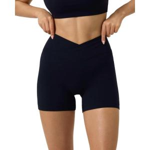 imagePAVOI ACTIVE Sports Crossover Shorts for Women 4quot  Workout V Criss Cross Waist Biker Shorts with High Waist  FlexFlowBlack
