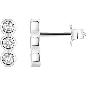 imagePAVOI 14K Gold Plated 925 Sterling Silver CZ Simulated Diamond Earrings  Dainty Geometric Shape Mini Bar Stud Earrings for WomenWhite Gold