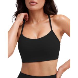 imagePAVOI ACTIVE Yoga Racerback Bras for Women  Buttery Soft Low Support Scoop Neck YBack Thin Strap Sports Bra  FlexFlowBlack