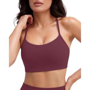 imagePAVOI ACTIVE Yoga Racerback Bras for Women  Buttery Soft Low Support Scoop Neck YBack Thin Strap Sports Bra  FlexFlowBordeaux