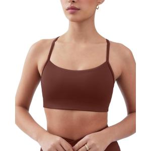 imagePAVOI ACTIVE Yoga Racerback Bras for Women  Buttery Soft Low Support Scoop Neck YBack Thin Strap Sports Bra  FlexFlowChocolate