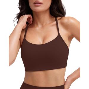 imagePAVOI ACTIVE Yoga Racerback Bras for Women  Buttery Soft Low Support Scoop Neck YBack Thin Strap Sports Bra  FlexFlowCocoa