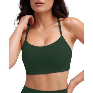 imagePAVOI ACTIVE Yoga Racerback Bras for Women  Buttery Soft Low Support Scoop Neck YBack Thin Strap Sports Bra  FlexFlowPine Green