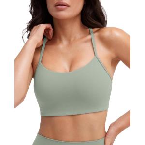 imagePAVOI ACTIVE Yoga Racerback Bras for Women  Buttery Soft Low Support Scoop Neck YBack Thin Strap Sports Bra  FlexFlowSage