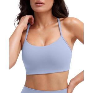 imagePAVOI ACTIVE Yoga Racerback Bras for Women  Buttery Soft Low Support Scoop Neck YBack Thin Strap Sports Bra  FlexFlowSeabreeze