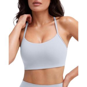 imagePAVOI ACTIVE Yoga Racerback Bras for Women  Buttery Soft Low Support Scoop Neck YBack Thin Strap Sports Bra  FlexFlowSilver