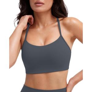 imagePAVOI ACTIVE Yoga Racerback Bras for Women  Buttery Soft Low Support Scoop Neck YBack Thin Strap Sports Bra  FlexFlowThunder