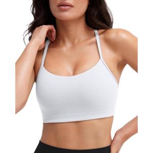 imagePAVOI ACTIVE Yoga Racerback Bras for Women  Buttery Soft Low Support Scoop Neck YBack Thin Strap Sports Bra  FlexFlowWhite