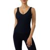 image:imagePAVOI ACTIVE Sports V Neck Tank Top for Women  Low V Front amp Back Mid Support Workout Tight Tank with Shelf Bra  FlexFlowBlack