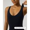 image:imagePAVOI ACTIVE Sports V Neck Tank Top for Women  Low V Front amp Back Mid Support Workout Tight Tank with Shelf Bra  FlexFlowBlack